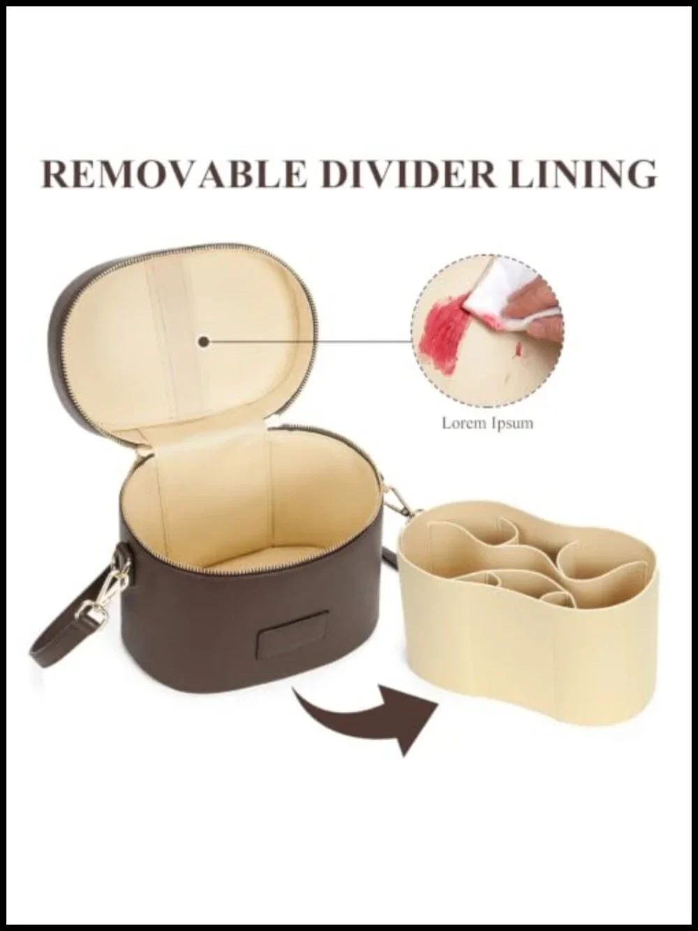PU Leather Waterproof Makeup Bag Travel Vanity Cosmetic Case with Removable